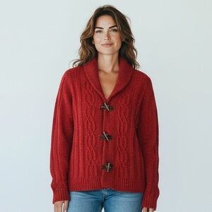 Vintage Coldwater Creek Wool Blend Toggle Closure Women's Rust Red Cardigan